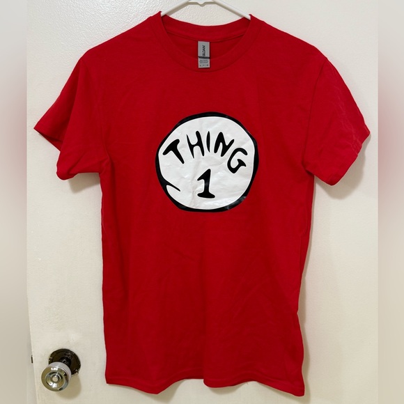 Red Graphic T-Shirt with Dr. Seuss Thing 1 Design - Picture 1 of 2